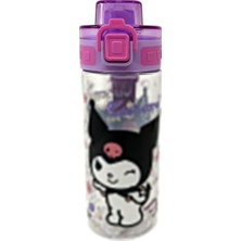 500ML Kuromi Temalı Lisanslı Rahat Içim Ağızlıklı Askılı Kilitlenebilir Su Matarası