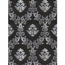 Süs Duvar Kağıtçılık Sıyah Gümüş Varaklı Damask Desenli  Duvar Kağıdı