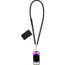 Deri Telefon Askısı ve Cüzdan Seti Çapraz Askılı Telefon Boyunluğu Kartlıklı Taşıma Aparatı (Siyah)
