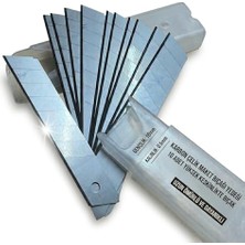 Vionna Maket Bıçağı Yedek Ağzı, Karbon Çelik, 18MM Genişlik, 0.5mm Kalınlık, 3 Aşamalı Bilenmiş Kenar, 10'lu Paket