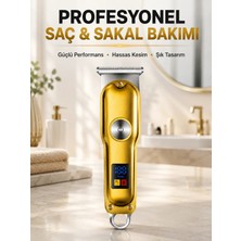 Beruflic Profesyonel Tıraş Makinesi 120 Dakika Kullanım T Bıçaklı 3 Taraklı USB Şarjlı Saç Sakal Kesme Makinesi