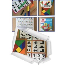 Vionna Renkli Ahşap Kare Tangram Zeka Oyunu, 7 Parça 17X17CM