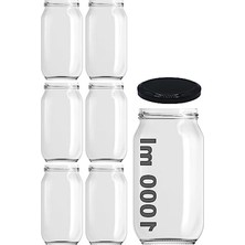 Vionna 1000 ml Kapasiteli Şeffaf Cam Kavanoz, 6'lı Set, Metal Kapaklı