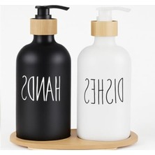 Vionna 2'li Siyah Beyaz Sıvı Sabunluk Seti - 500 ml Kapasiteli