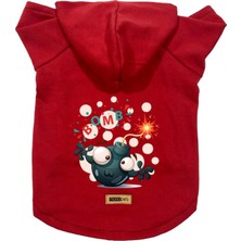 Vionna Monopetz Kapişonlu Polar Sweatshirt Köpek ve Kedi Kıyafeti & Elbisesi - Kırmızı Boomb Xs Beden