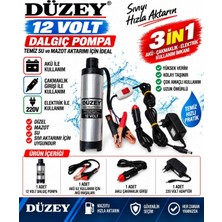 Düzey Ekstra 12 Volt Küçük Dalgıç Mazot Aktarma Sıvı Transfer Pompası (Su - Süt - Yağ) (Çakmaklık - Akü Maşası ve 220 Adaptörüyle Birlikte)