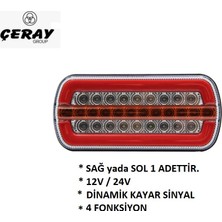 Ceray 12V - 24V Neon Dinamik Kayar Sinyalli Üniversal Stop Lambası 4 Fonksiyon Çeray 202301D