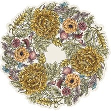 Hester & Cook Kalıp Kesim Autumn Acanthus Wreath Kağıt Amerikan Servis 12LI Paket