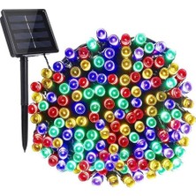 Zigver Solar Güneş Enerjili Dış Bahçe Aydınlatma 10METRE 100 LED Renkli Plastik Su Geçirmez 8 Modlu