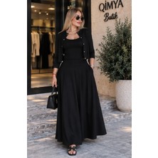 Qimya Butik Buketli Kadın Içi Askılı Atletli & Hırkalı & Etekli Modal 3 ' Lü Takım