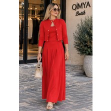 Qimya Butik Buketli Kadın Içi Askılı Atletli & Hırkalı & Etekli Modal 3 ' Lü Takım