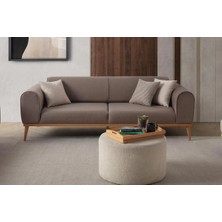 Edsy Home Rebull Modern Koltuk Takımı Kahverengi 3+3+1 Orta Sert Yataklı Ahşap Ayaklı