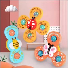 Schulzz 3 Parça Renkli Set Vantuzlu Dönen Oyuncaklar -Banyo Oyuncakları Çocuk