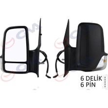 GVA Dış Dikiz Aynası Sol Crafter 2006SPRINTER 2006 Elektrikli Isıtmalı Sinyalli Çift Cam Konveks 6 Fiş VM-379EHL A0018101219 9068106016 2E1857501Q