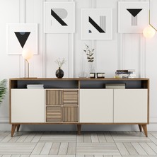 Variant Mobilya Milan Konsol - Modern Tasarım Ceviz Krem Renk 180 cm Derinlik 35 cm