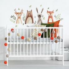 Store RMK4020SCS Suluboya Woodland Critters Peel And Stick Duvar Çıkartmaları, Kahverengi, Gri, Yeşil, Turuncu, Bronz