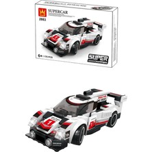 PopŞeker Spor Araba LEGO 175 Parça Işıkları Yanan Spor Araba LEGO Seti Siyah/beyaz