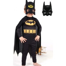 Batman Temalı Çocuk Kostümü - Maskeli ve Pelerinli Siyah Renk 2-3 Yaş Erkek Çocuk İçin