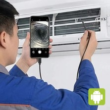 Su Geçirmez 6 LED Işıklı Endoskop Yılan Kamera 5 Metre Android Uyumlu