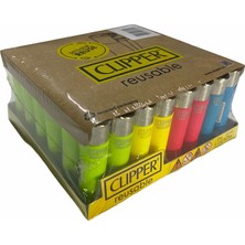 CLİPPER Clipper Pocket Açık Renkler Taşlı Çakmak 48 Adet Rüzgar Geçirmez Açık Mavi Çakmak Gazı ile Tasarlandı