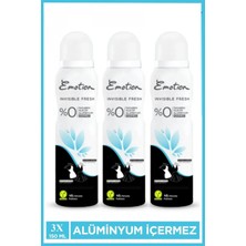 Pileli Store 3 Adet Emotion Invisible Fresh Black & White Kadın Deodorant 150ML Vegan, Leke Bırakmaz