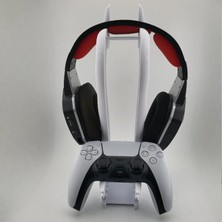 Aksefuar Lazer Ahtapot Tasarımlı Kulaklık ve Ps5 Oyun Kolu Standı - Modern Gaming Aksesuar Tutucu - Gaming Desk Organizer Beyaz