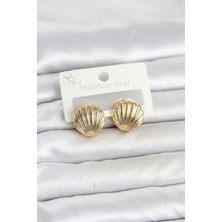 Lovesta Home 316L Çelik Gold Renk Deniz Kabuğu Model Kadın Küpe TJ-BKP11865