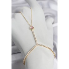 Lovesta Home Gold Renk Pirinç Zirkon Taşlı Pembe Kalp Model Şahmeran TJ-SN771