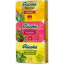 Ricola Trıple Flavour Selectıon Sugar Free Orıgınal Cranberry Lemon Mint Travel Wıth Nature 3 x 75 G