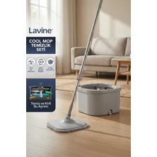 Store Cool Mop Temiz ve Kirli Su Ayıran Otomatik Temizlik Seti - Su Tahliyeli, Paslanmaz Çelik Saplı Mikrofiber Kare Paspas