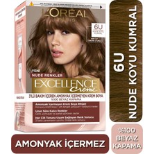 L'Oréal Paris Excellence Krem Saç Boyası 6U Koyu Kumral Amonyaksız Doğal Görünümlü Renk