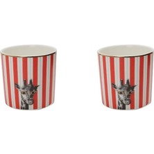 Porland Wild Life Desenli Porselen Giraffe Bardak 230 cc 2'li 04ALM005250 Renkli Kulpsuz Tasarım