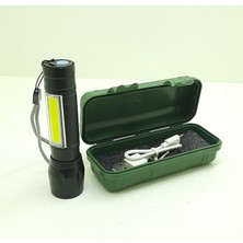 Ultra Güçlü USB Şarjlı El Feneri Kutulu Kamp Feneri Avcılık Feneri Askeri Fener 3 Fonksiyonel