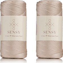 Sensy Premium Polyester Makrome Ipi 2 mm 2'li Set Sütlü Kahve, Makrome Ip, Makrame, Supla, Çanta Ipi, No:4