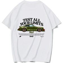 Brz Collection Unisex Oversize Test Your Limits Carrera 964 T-Shirt (Beyaz)