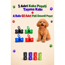 Arbolos Köpek Kaka Poşeti Taşıma Kabı Kemik Şekilli ve Pati Desenli Kaka Poşeti 4 Rulo 60 Poşet