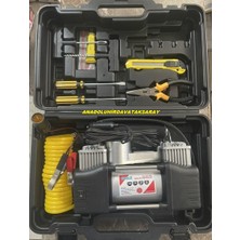 Ecole 12 Volt Kompresör Mini Araç Kompresörü Güçlü Çift Piston Kompresör 12PCS