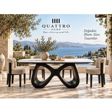 Quattro Home Infinity 2023 Akışkan Tasarım Elips Mermer Desenli Yemek Masası
