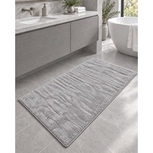 Dekoset Home Tavşan Tüyü Gri Düz Peluş Yumuşak Kaymaz Tpr Tabanlı Banyo Paspas