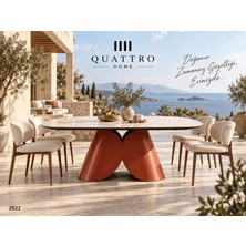 Quattro Home Amaris 2022 Heykelsi Ayaklı Modern Elips Mermer Desenli Yemek Masası
