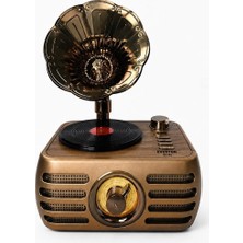 Lovesta Home Nostaljik Şarjlı Bluetooth Fm Radyo &amp; Işıklı Gramofon Hoparlör RT-704