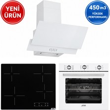 Alveus Afm Serisi Wh6 Beyaz Dijital Dokunmatik Elektr. Vitroseramik 3'lü Ankastre Set Fırın+ Siyah Ocak+Davlumbaz