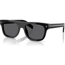 Prada PR B12S 16K731 55 Unisex Dikdörtgen Siyah Kemik Güneş Gözlüğü