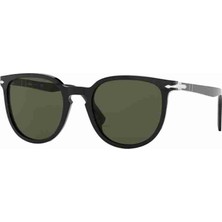 Persol Unisex 3226S 95/31 Güneş Gözlüğü Siyah Çerçeve ve Yeşil Cam ile UV Filtreli Tasarım 51 Ekartman Unisex Güneş Gözlüğü