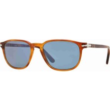 Persol 0PO3019S-96/56 52 Erkek Güneş Gözlüğü Kahverengi Çerçeve ile Mavi Cam UV 400 Filtreli