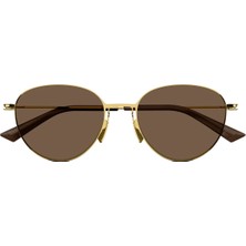 Bottega Veneta BV 1268S 002 51 Unisex Oval Gold Metal Güneş Gözlüğü