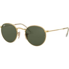 Ray-Ban Round Metal RB 3447N 001 53 Arista Unisex Güneş Gözlüğü Hafif Tasarım ve Yeşil Cam ile Şık Görünüm