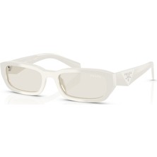 Prada Pr B06S 26A40I 53 Kadın Kare Beyaz Kemik Güneş Gözlüğü 53 mm UV 400 Koruma ve Organik Filtre Özelliği