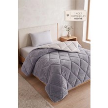 Formeya Tek Kişilik Lüx Gri Wellsoft Yorgan Çift Taraflı 155x215 cm (Yastık Kılıfı Hediyeli)