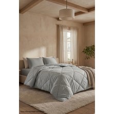 Formeya Battal Boy 4 Mevsim Yıkanabilir Yorgan 215X235 cm Gri Renkli Anti-Alerjik Mikrofiber